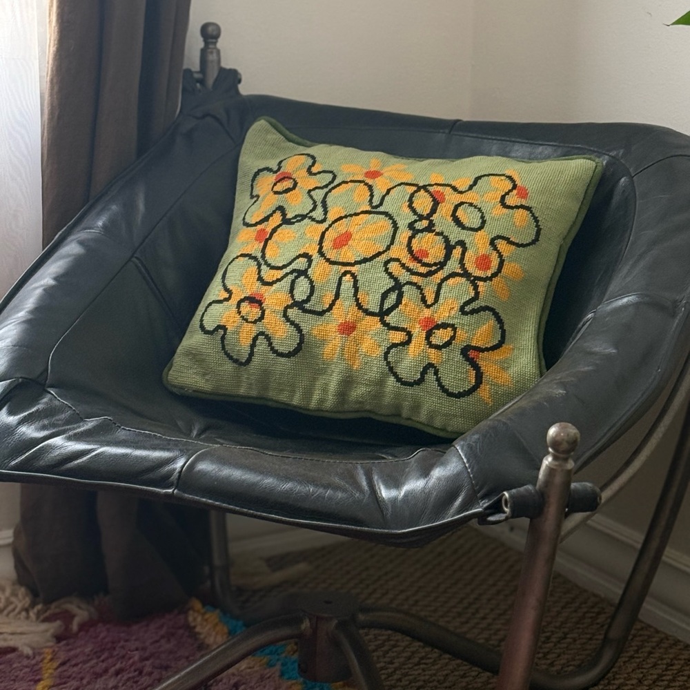 Handmade Accent Pillow Cover - Floral Embroidered
